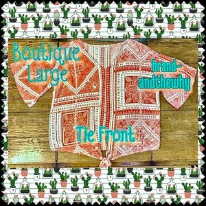 Ladies Boutique Style Tie-Front Top